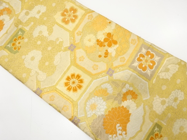 アンティーク　蜀江に菊・梅模様織り出し丸帯（材料）